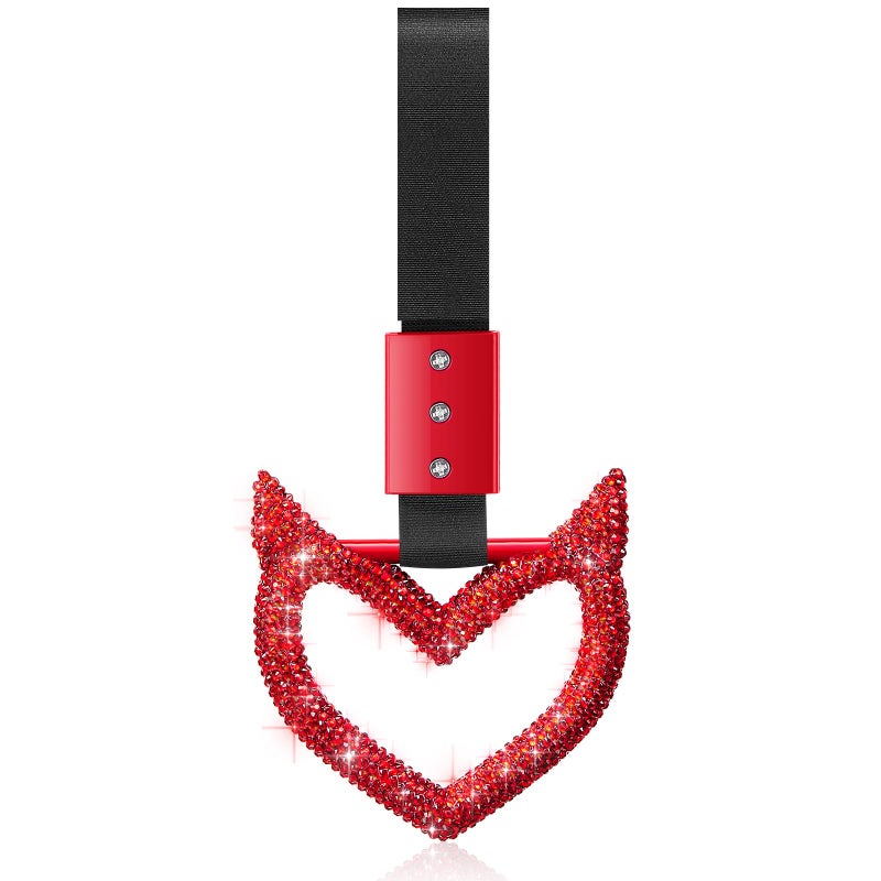 Fabbay Bling Heart Handle Ring Car Accessory for Women - Devil Style, Red - Image 1