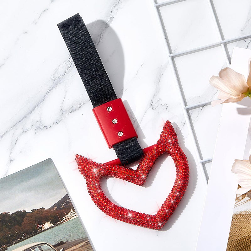 Fabbay Bling Heart Handle Ring Car Accessory for Women - Devil Style, Red - Image 4