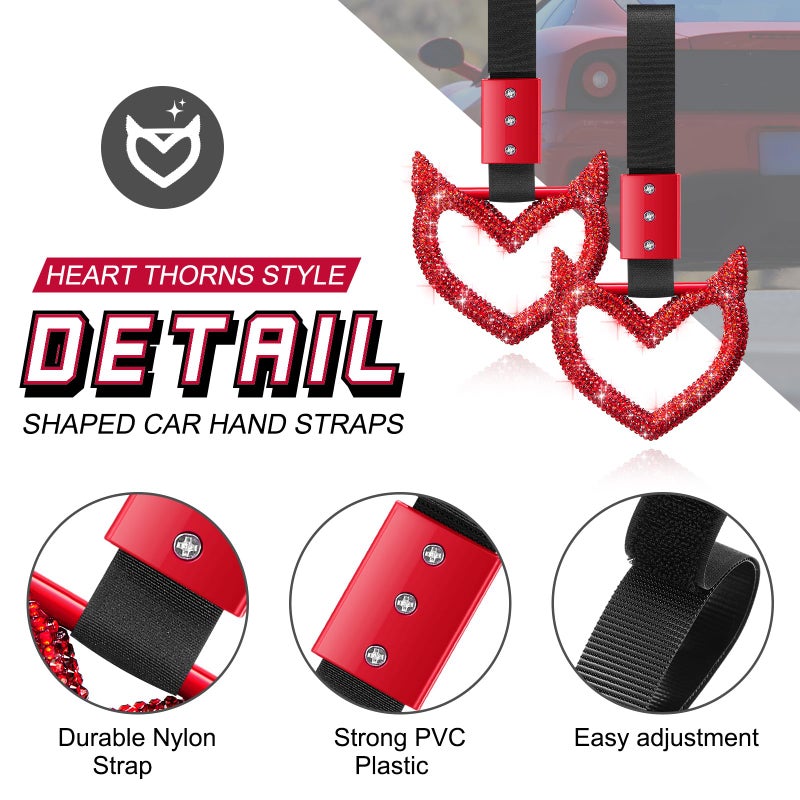 Fabbay Bling Heart Handle Ring Car Accessory for Women - Devil Style, Red - Image 3