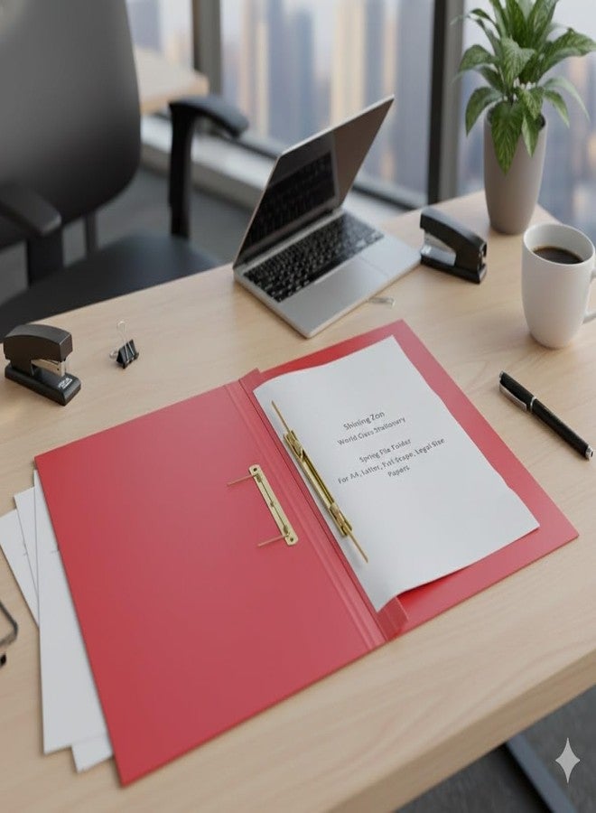 Shining Zon Spring File Card Board Cobra File Folder for Documents Files for certificates and documents (Pack of 12 Files, Red Colour) - Image 5