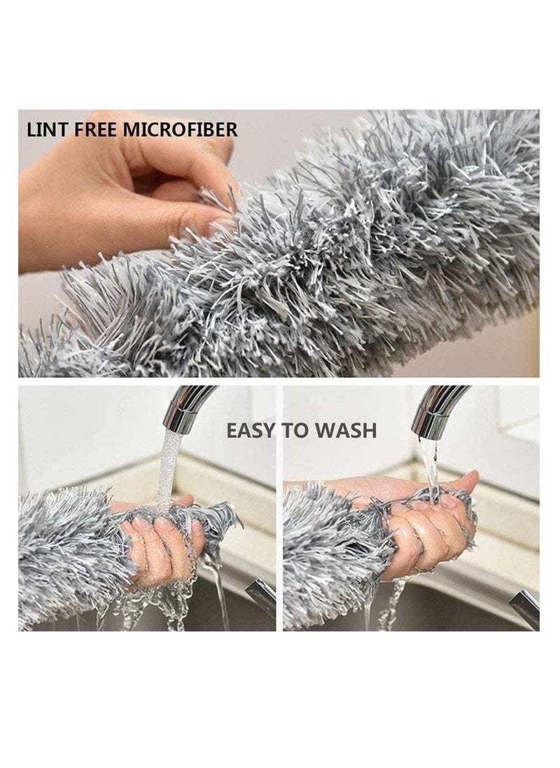 Microfiber Feather Duster with Extendable Stainless Steel Pole, Bendable Head, for Cleaning High Ceiling Fan, Indoor Ceiling, Cobweb, Gap Dust