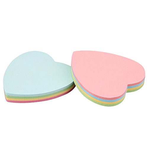 GTHER Heart Shaped Sticky Notes, Colored Sticky Notes Pink Red Blue Cute Fun Love Self-Adhesive Note for Kids School Classroom Office College (2 Pads, Heart) - Image 1