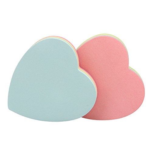 GTHER Heart Shaped Sticky Notes, Colored Sticky Notes Pink Red Blue Cute Fun Love Self-Adhesive Note for Kids School Classroom Office College (2 Pads, Heart) - Image 2