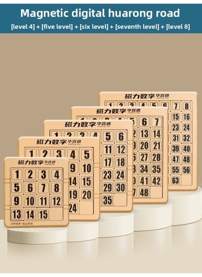 Huarong Road Sliding Puzzle Digital Special Primary School Students Hualong Three Kingdoms Children's Educational Toys Competition Magnetic Number HB-Color:[super Value 5 Pieces] 4+5+6+7+8 Level Magnetic Digital Huarong Road  - Image 1