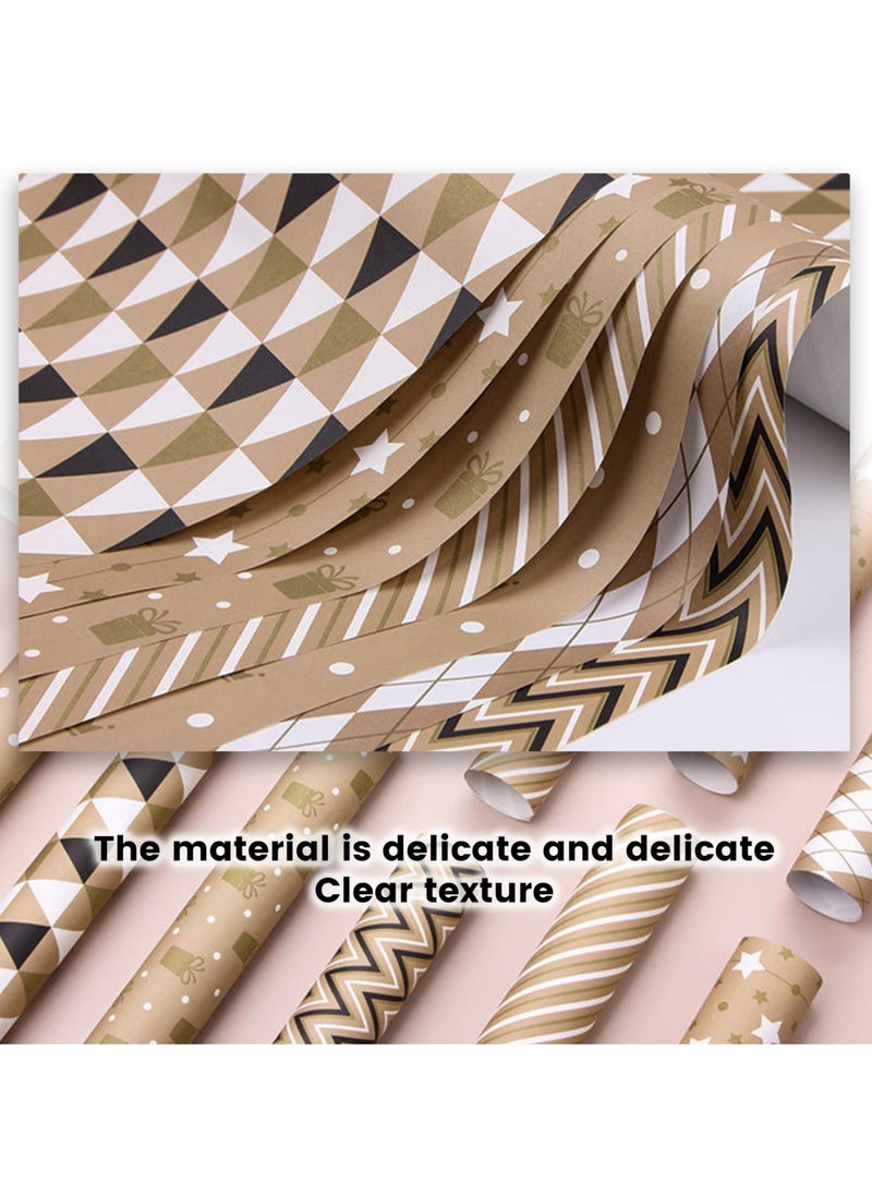 Generic - 7 Sheets Gift Wrapping Paper with Ribbon Sticker Tape Set, Durable Gift Wrap Set for Birthday Party, Valentines Day, Wedding, Baby Shower, Bridal Shower,  Graduation - Image 1