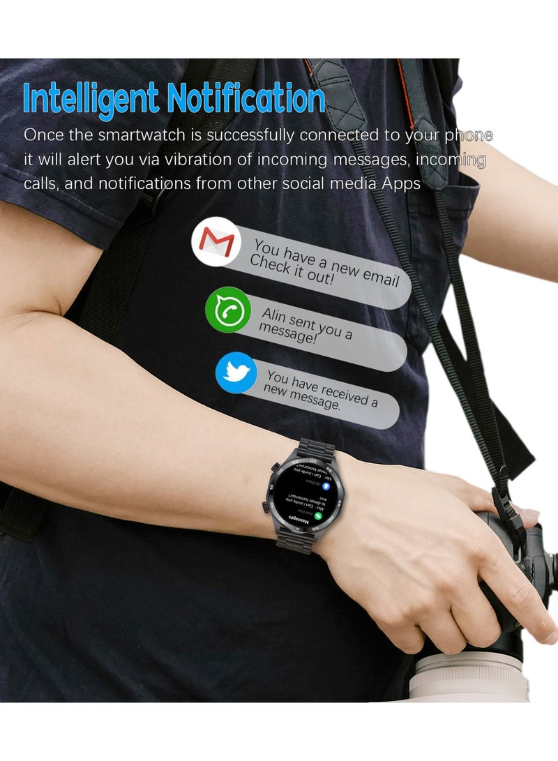 رولستيمي ساعة بلوتوث ذكية للرجال ، شاشة تعمل باللمس بالكامل 1.52" ، تتبع النوم ، آي بي 67 مقاوم للماء ، أوضاع رياضية متعددة ، دعم متعدد اللغات ، آي 118 أسود - Image 5