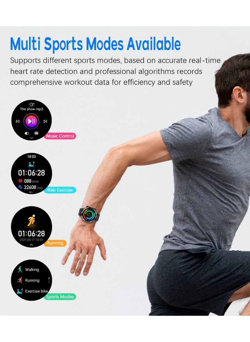 رولستيمي ساعة بلوتوث ذكية للرجال ، شاشة تعمل باللمس بالكامل 1.52" ، تتبع النوم ، آي بي 67 مقاوم للماء ، أوضاع رياضية متعددة ، دعم متعدد اللغات ، آي 118 أسود - Image 4