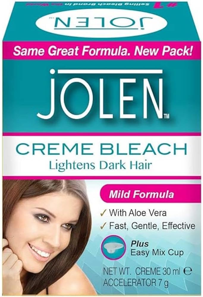 Jolen Cream Bleach 30ml - Mild Formula for Lightening Dark Hair with Aloe Vera