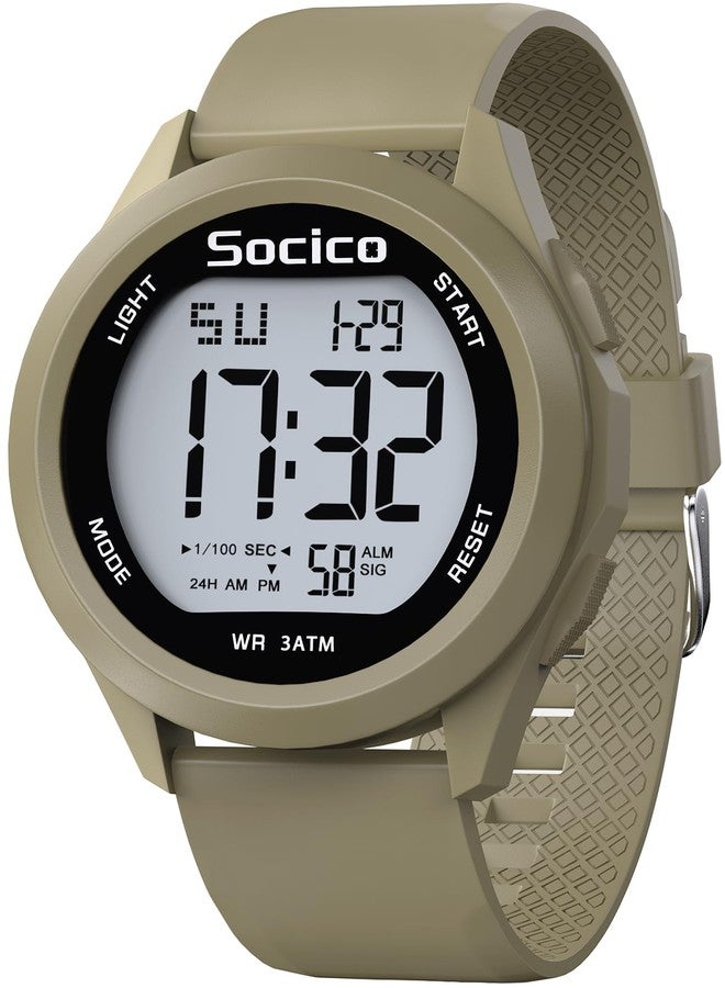 SOCICO Mens Digital Watch Sports Waterproof Outdoor Large Face Military Watches with Stopwatch Back Light Alarm Date Display, khaki, Sport - Image 1