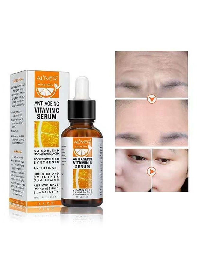 ALIVER Vitamin C Anti-Aging Serum, Enriched with Amino Acids, Hyaluronic Acid and Retinol, 30ml for High-Efficiency Skin Rejuvenation - Image 3