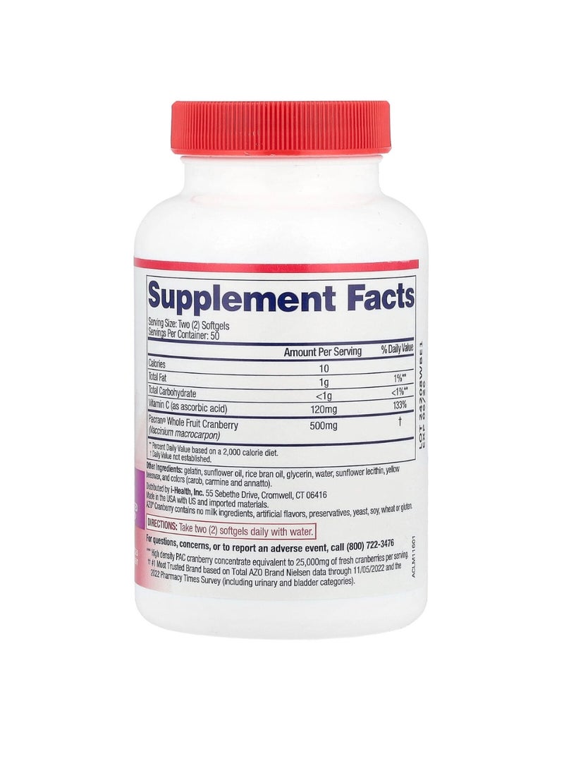 AZO Urinary Tract Health Cranberry Supplement - 100 Softgels  - Image 2
