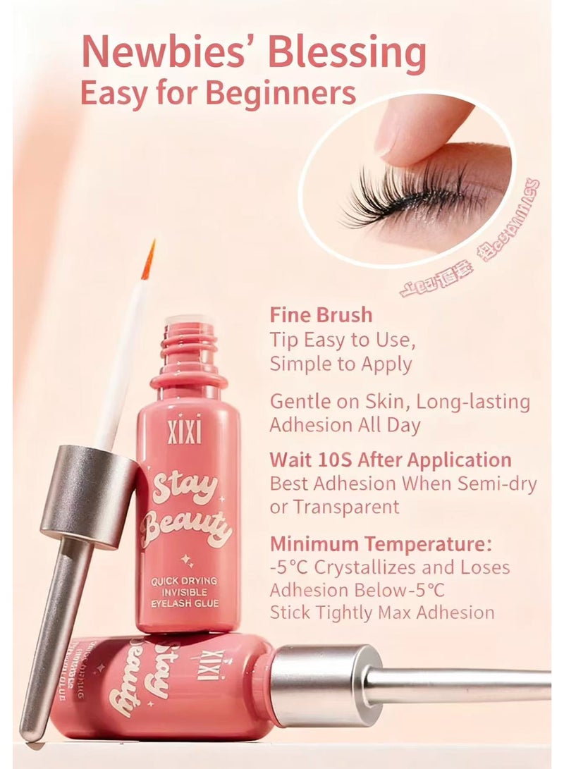 اكس اي اكس اي مجموعة غراء الرموش، غراء رموش شفاف فائق القوة ومقاوم للماء، غراء رموش طويل الأمد ومقاوم للعرق والدموع، لتمديد الرموش، جاف ومقاوم للماء حتى تسقط الرموش. عبوة واحدة. - Image 3