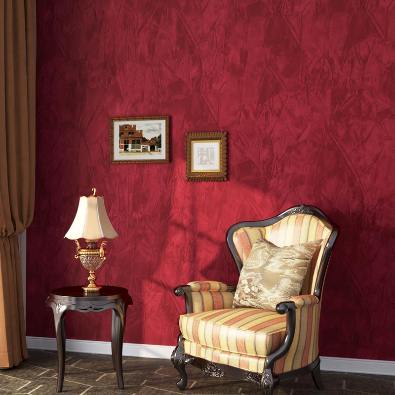 ReWallpaper 30in X 165ft Red Wallpaper Stick and Peel Luxury Velvet Wallpaper Embossed Red Contact Paper Peel and Stick Cabinet Vintage Velvet Fabric Burgundy Wall Paper for Bedroom Living Room Walls