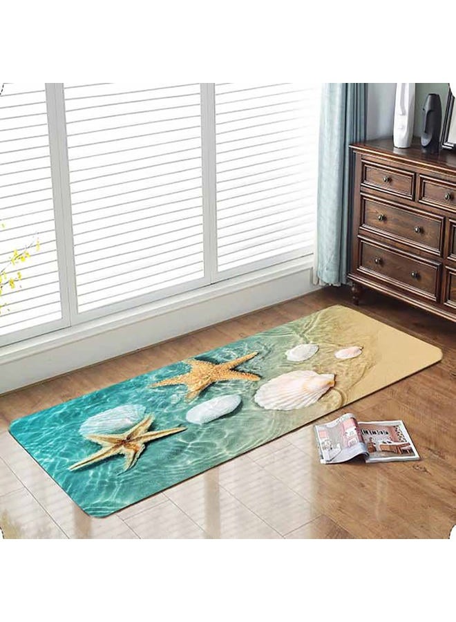 LYFANS Bath Rugs Sponge Foam Absorbent Soft for Bathroom and Kitchen (47x18 inches), Flannel Mat Non Slip Bright 3D Print for Bedside and Living Room(Scallop Starfish) - Image 4