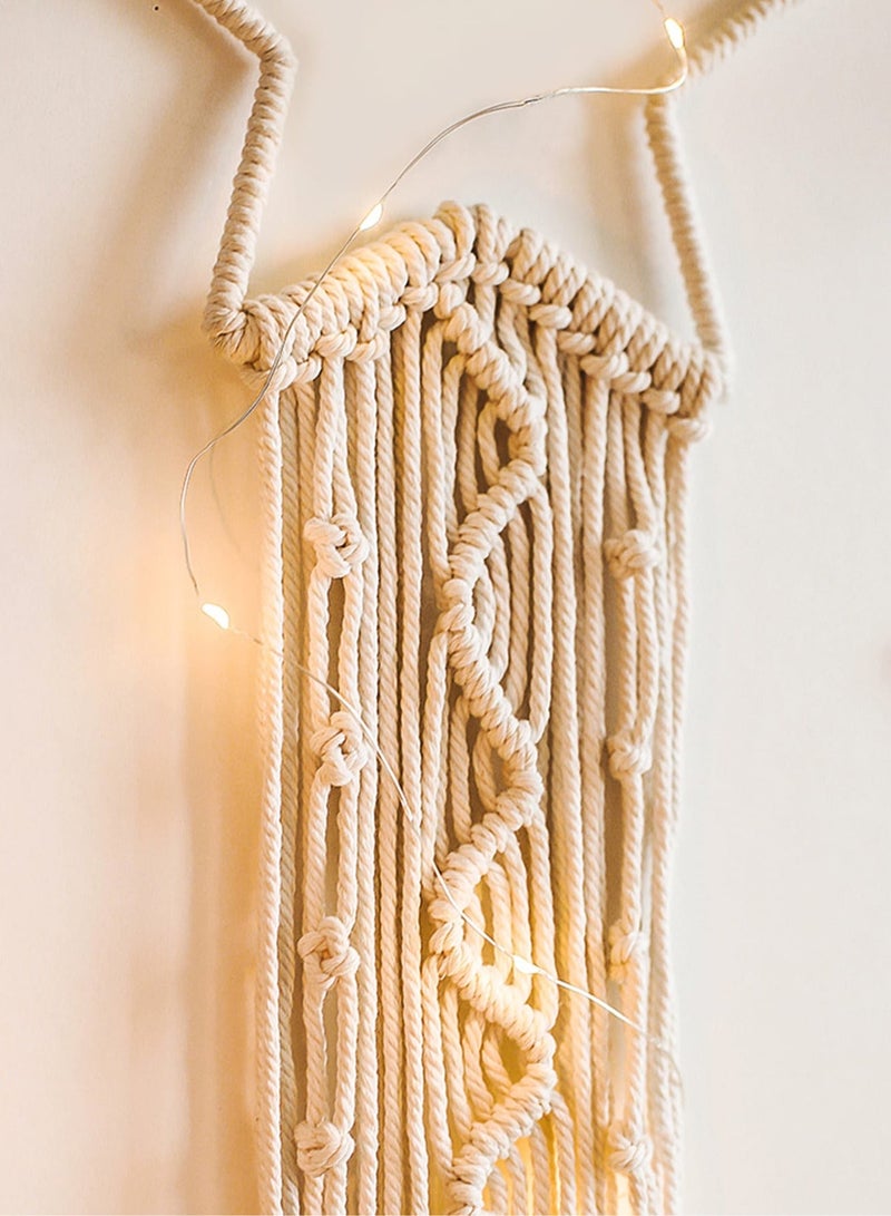 2-Piece Moon Star Woven Wall Hanging, Boho Polyester Macrame Handmade Decoration, Home Craft Gift - Image 5