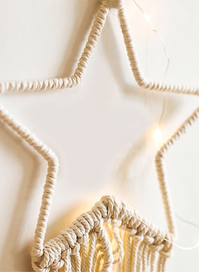 2-Piece Moon Star Woven Wall Hanging, Boho Polyester Macrame Handmade Decoration, Home Craft Gift - Image 4