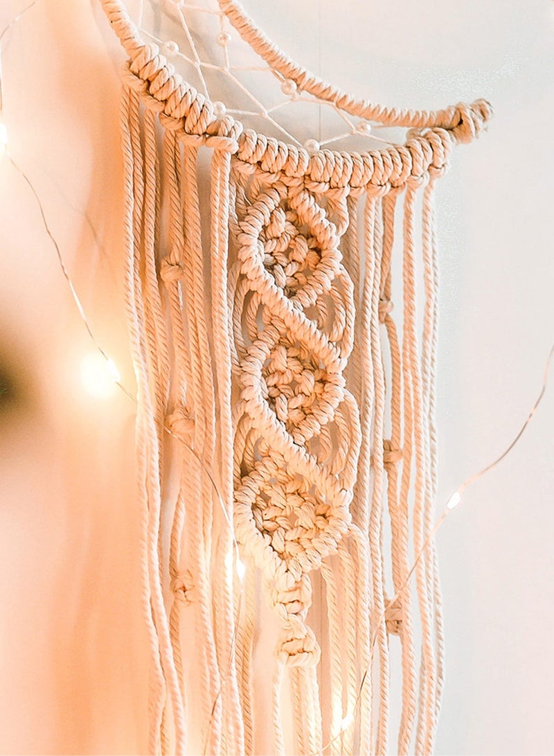 2-Piece Moon Star Woven Wall Hanging, Boho Polyester Macrame Handmade Decoration, Home Craft Gift - Image 3