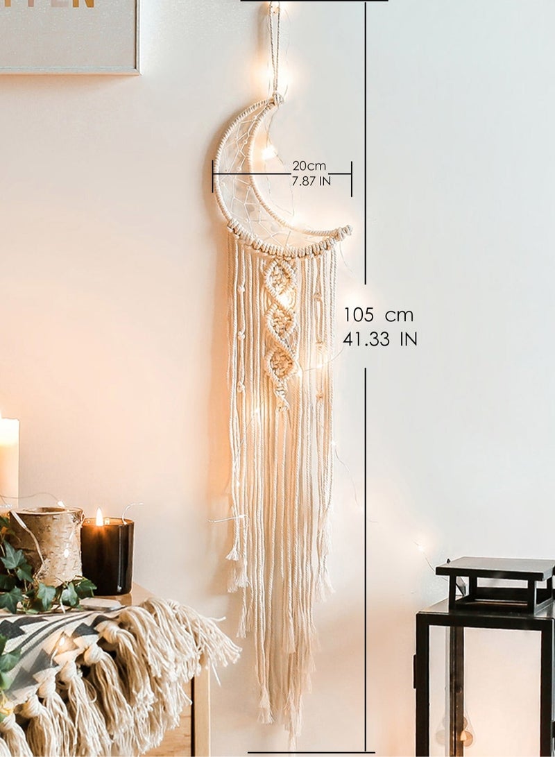 2-Piece Moon Star Woven Wall Hanging, Boho Polyester Macrame Handmade Decoration, Home Craft Gift - Image 2