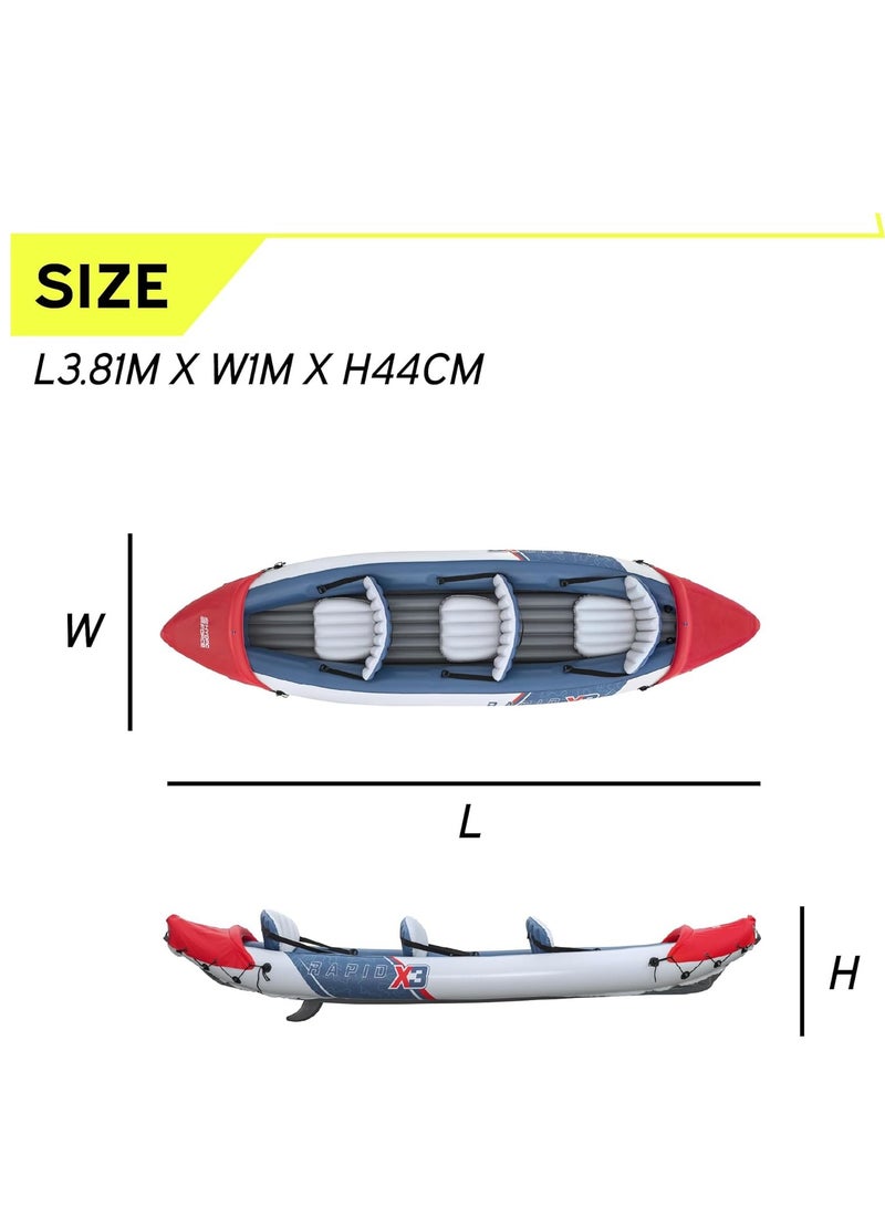 بست واي Bestway Hydro Force Rapid X3 Kayak Kit 381 x 100 x 44 cm, 3 Adults, 280 kg - No:65132 - Image 2