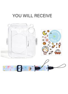Y&D Clear Case for Fuji Instax Mini 12/Polaroid 12, Fujifilm 12 Instant Camera with Back Photos Pocket, Shoulder Strap and Beautiful Sticker  - Image 2