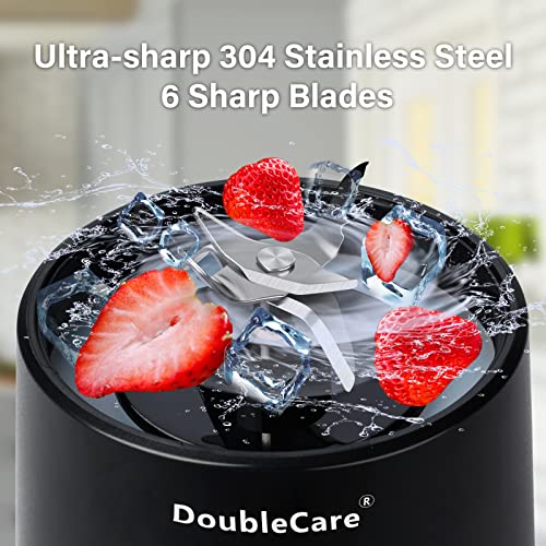 DoubleCare Portable Blender for Shakes and Smoothies,500ml Electric Juicer, 4000mAh Smoothie Blender with BPA-Free Material, USB Rechargeable Fresh Juice Blender for Travel, Gym, Outdoors, and Home, Black - Image 2