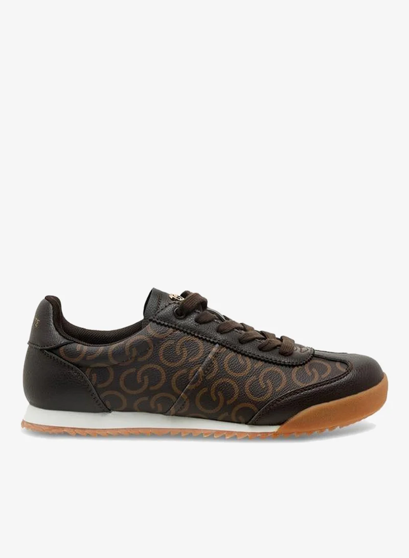 Celeste BROWN Women Monogram Print Lace-Up Sneakers for Women | Best Price UAE