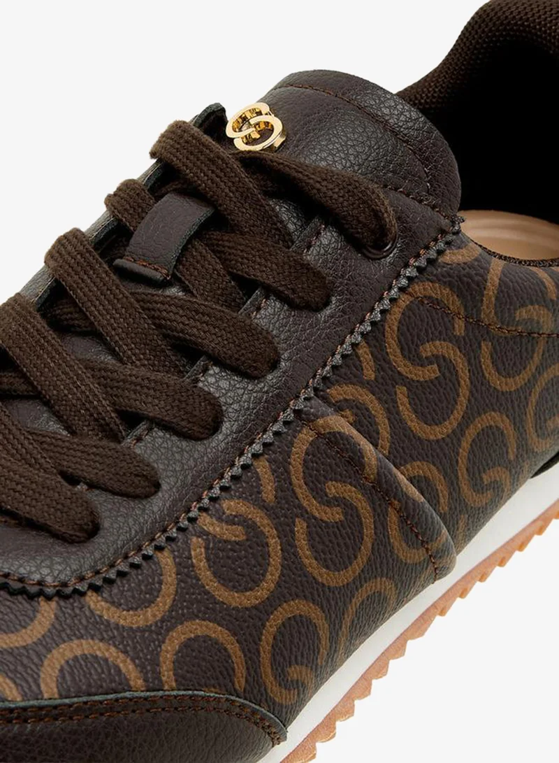 Celeste BROWN Women Monogram Print Lace-Up Sneakers for Women | Best Price UAE