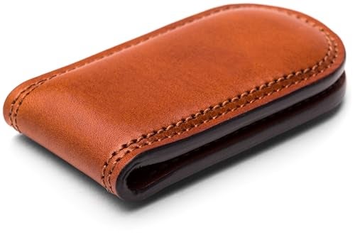 Bosca Men's Leather Money Clip Wallet - Magnetic, Luxury Full Grain Italian Dolce Leather Slim Clip For Men, Hand Stitched, Gift-Ready Packaging, Amber Brown - Image 4