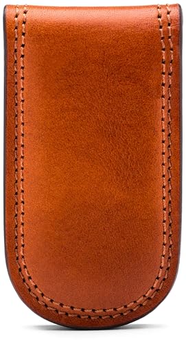 Bosca Men's Leather Money Clip Wallet - Magnetic, Luxury Full Grain Italian Dolce Leather Slim Clip For Men, Hand Stitched, Gift-Ready Packaging, Amber Brown - Image 3