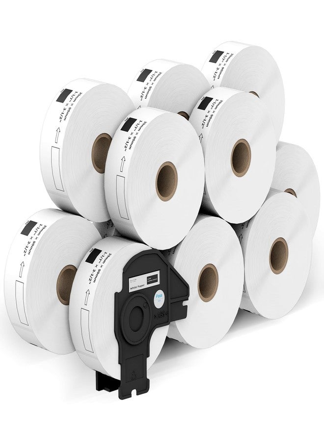 Printholic 12 Rolls Standard Address Labels Replacement Compatible for Brother DK-1201 (1.1" X 3.5”), Compatible with Brother QL Label Printers (400 Labels/Roll & 1 Refillable Cartridge Frame) - Image 1