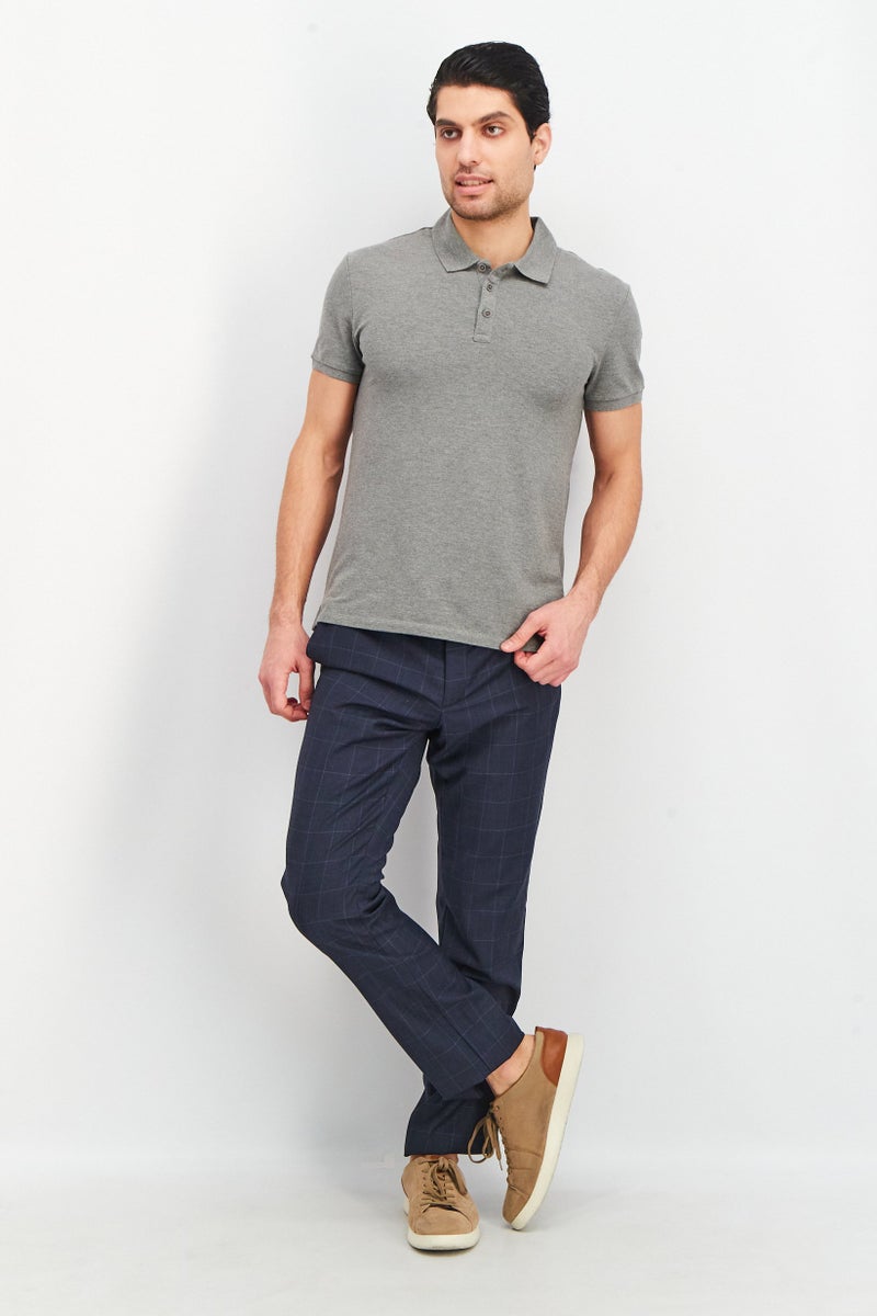 SELECTED Men Regular Fit Windowpane Dress Pants, Electric Blue - Image 3