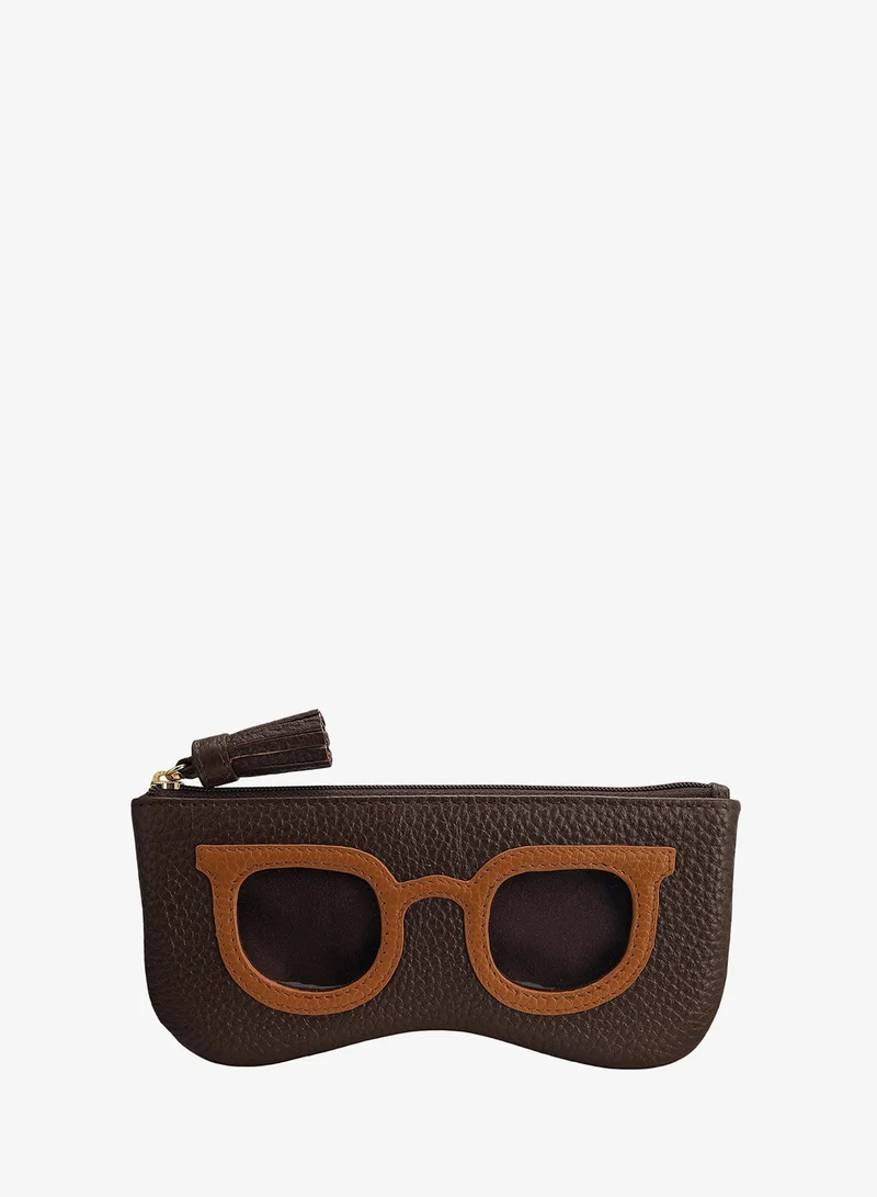 Da Milano Wax Leather Spectacle Case - Chocolate