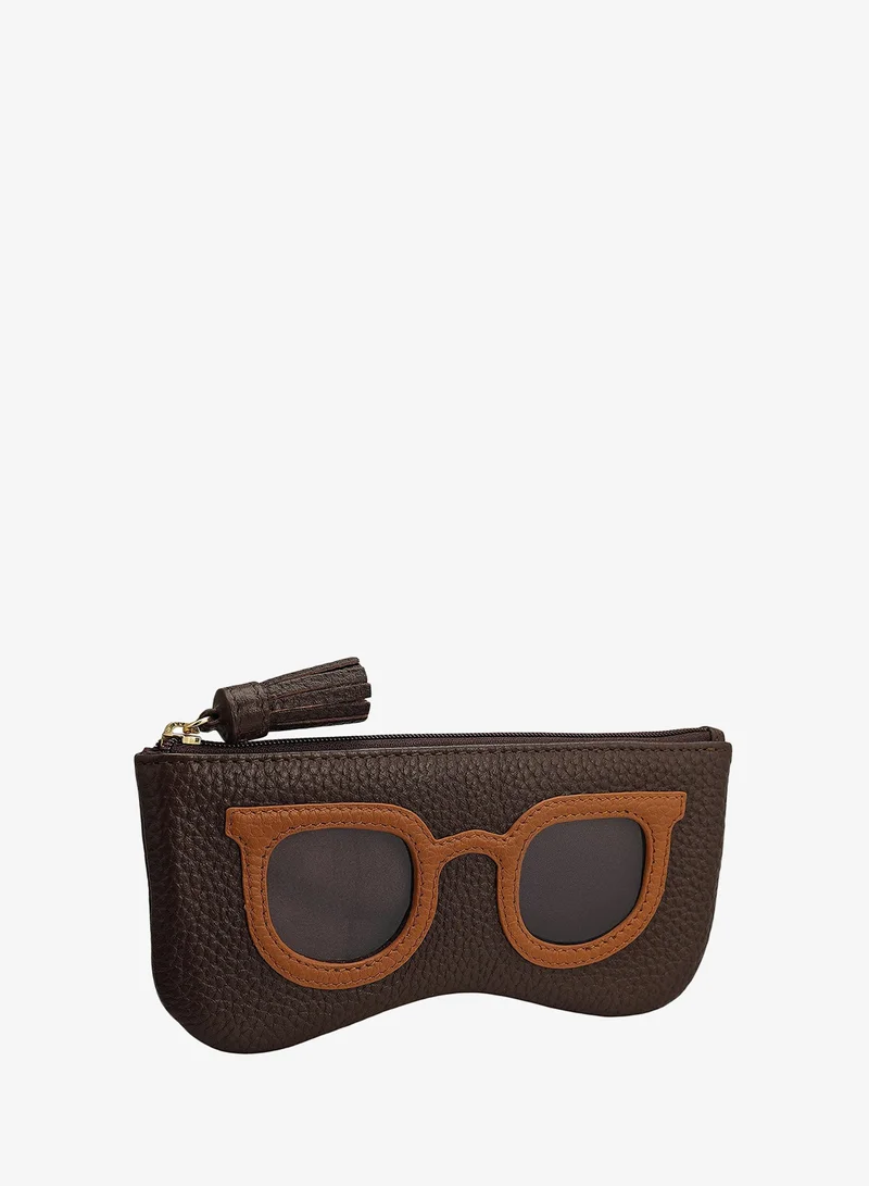 Da Milano Wax Leather Spectacle Case - Chocolate