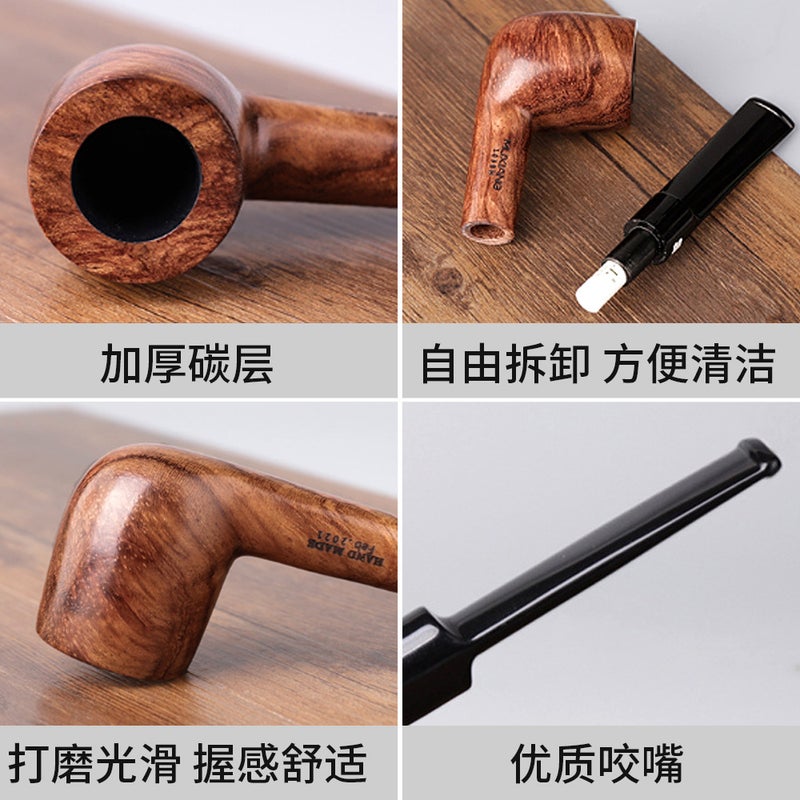Muxiang Huanghua Pear Wooden Pipe Wooden Handmade Bucket Supply Wooden Smoking Set Solid Wood Pipe - Image 4