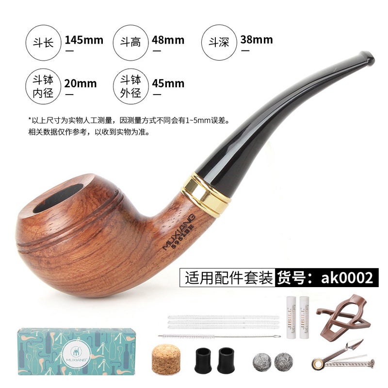 Muxiang Huanghua Pear Wooden Pipe Wooden Handmade Bucket Supply Wooden Smoking Set Solid Wood Pipe - Image 1