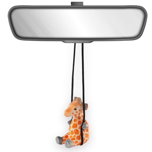 VIPbuy Handmade Wooden Swinging Giraffe Car Hanging Ornament  Cute Hand Carved Painted Wood Giraffe Figurine Car Mirror Hanging Accessories Decor Gifts