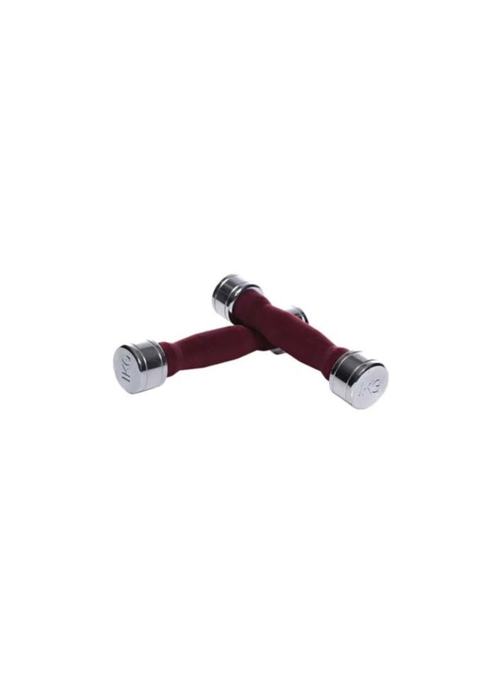 YORK Chrome Plated Sports Weight Dumbbell 1kg  Colored Tufted Handle - Image 3