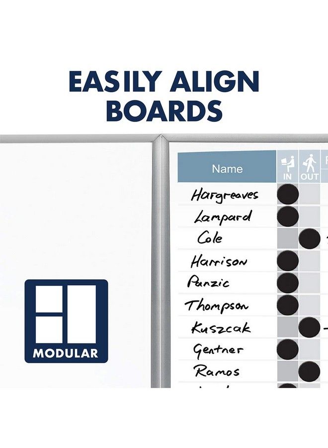 Quartet لوحة بيضاء مغناطيسية قابلة للتعديل ماتريكس 34" × 23" تشمل صينية وقلم ماركر بإطار ألمنيوم فضي (M3423) - Image 3