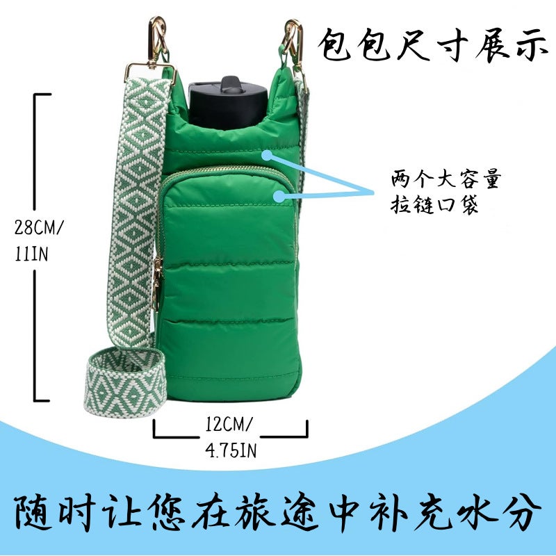 Portable Down Bottle Cover Fashion Insulation Puff Cup Cover Multifunctional Kettle Protective Bag Outdoor Waterproof Messenger Bag - Image 4