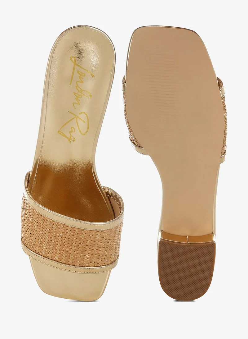 London Rag gold London Rag Women's Raffia Slip On Sandals in Gold for Women | Best Price UAE