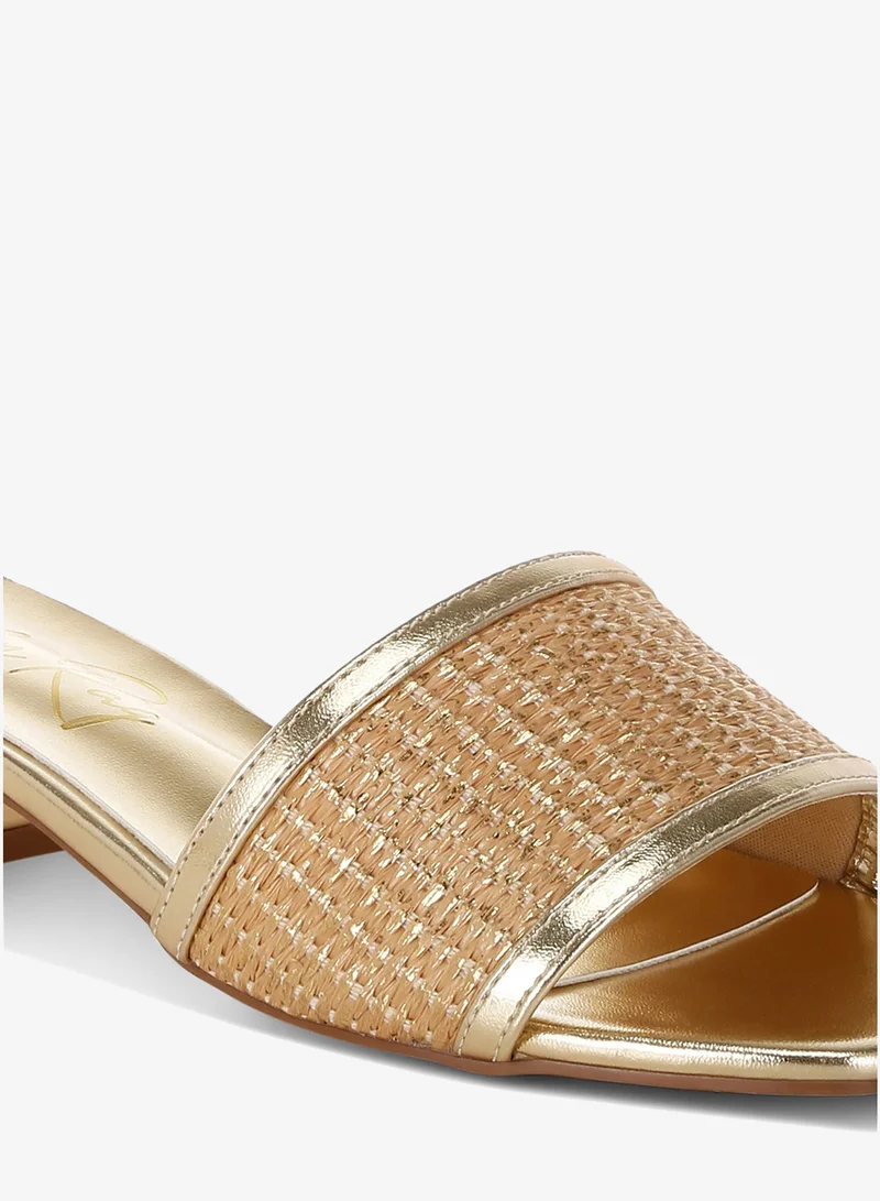 London Rag gold London Rag Women's Raffia Slip On Sandals in Gold for Women | Best Price UAE