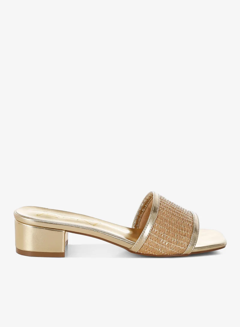 London Rag Women's Raffia Slip On Sandals in Gold