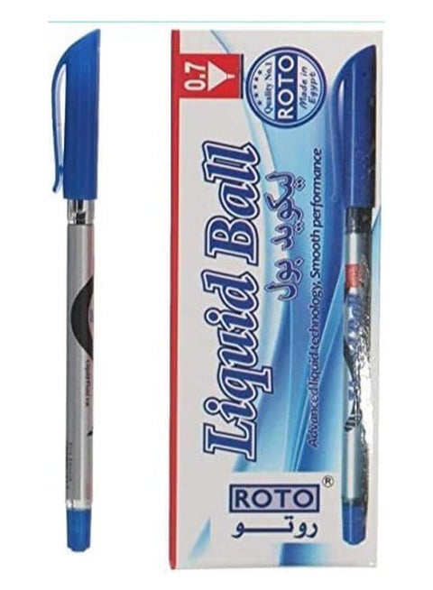 Roto Liquid Ballpoint Pen, 0.7mm, Blue - Pack of 12