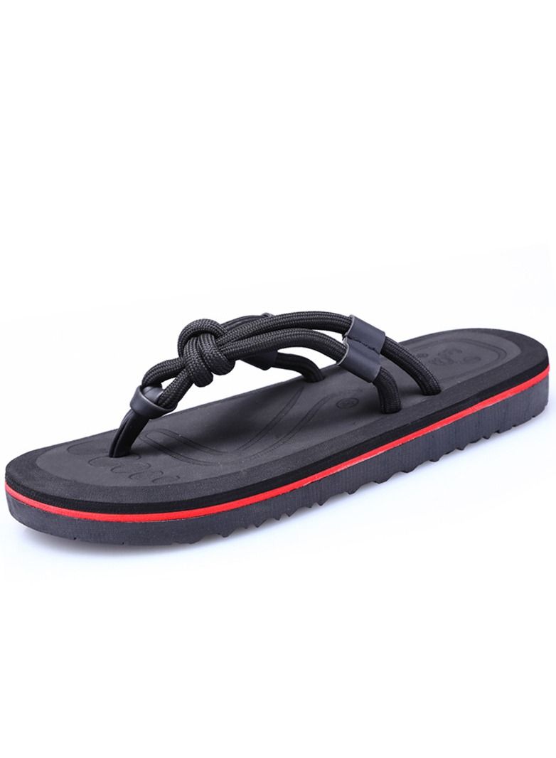 Loquat Men/Women Summer Sandals Outside The Beach In Flip-flops Black 