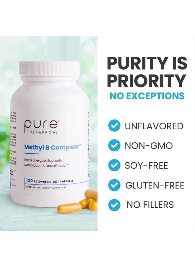 Pure Therapro Rx - Methyl B Complete - Optimal Methylated B Complex w/Quatrefolic 5-MTHF (Folate), Methylcobalamin (B12), B2, B6, & TMG, Active B Complex Manufactured in The USA - (120 Vegan Capsules) - Image 1