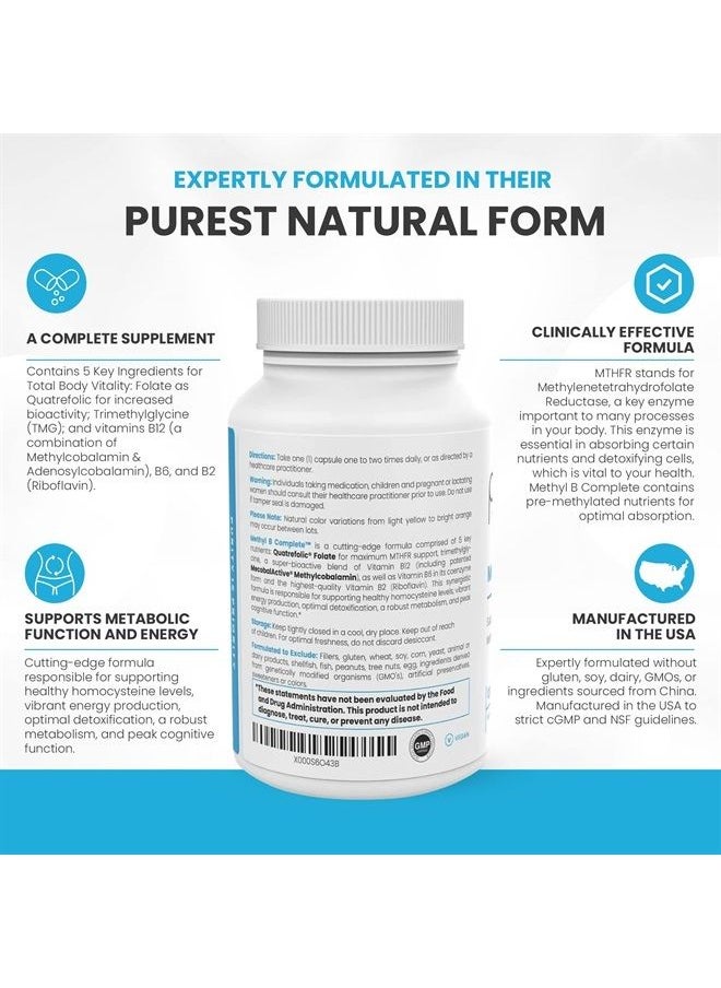 Pure Therapro Rx - Methyl B Complete - Optimal Methylated B Complex w/Quatrefolic 5-MTHF (Folate), Methylcobalamin (B12), B2, B6, & TMG, Active B Complex Manufactured in The USA - (120 Vegan Capsules) - Image 1