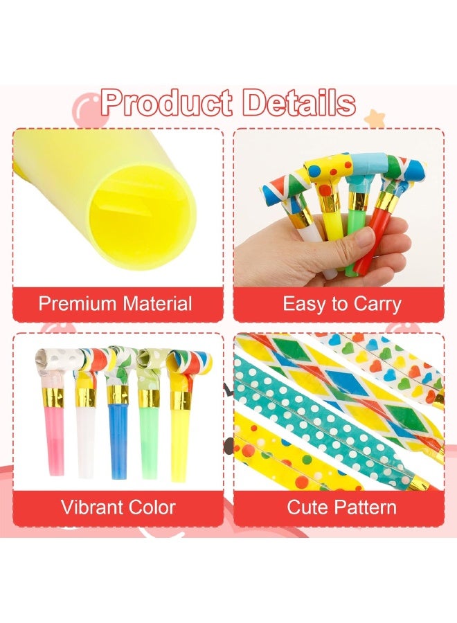 100Pcs Party Blowers, Party Blowers for Kids, Party Blowouts, Party Noise Makers Horns, Colorful Birthday Blowers, Noisemakers Blow Horns Party Whistles Favors for Birthday, New Years Events (Random Colors) - Image 4