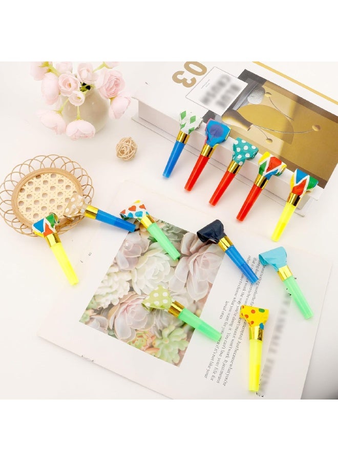 100Pcs Party Blowers, Party Blowers for Kids, Party Blowouts, Party Noise Makers Horns, Colorful Birthday Blowers, Noisemakers Blow Horns Party Whistles Favors for Birthday, New Years Events (Random Colors) - Image 5