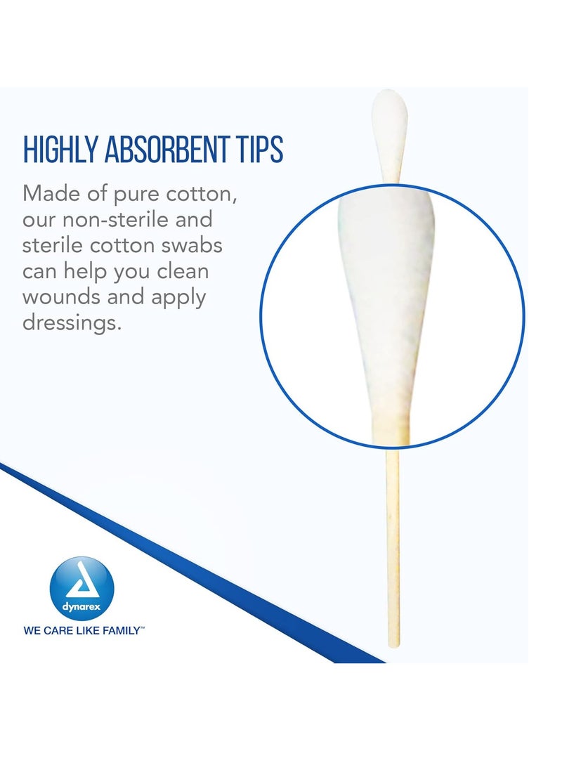 Dynarex Dynarex 6-Inch Sterile Cotton Tipped Applicators - Single-Use Wooden Cotton Tip Applicators for Wound Care & Dressing, Hygiene, Make Up, Cleaning Tools, Jewelry - 1 Box of 100 Pouches, 2 per Pouch  - Image 3