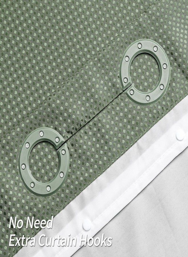 MitoVilla No Hooks Required Sage Green Waffle Shower Curtain Liner Set, Modern Heavyweight Fabric Shower Curtain Set with Snap-in Liner for Hotel Grade Spa-Like Bathroom Decor, 72 x 74 - Image 3